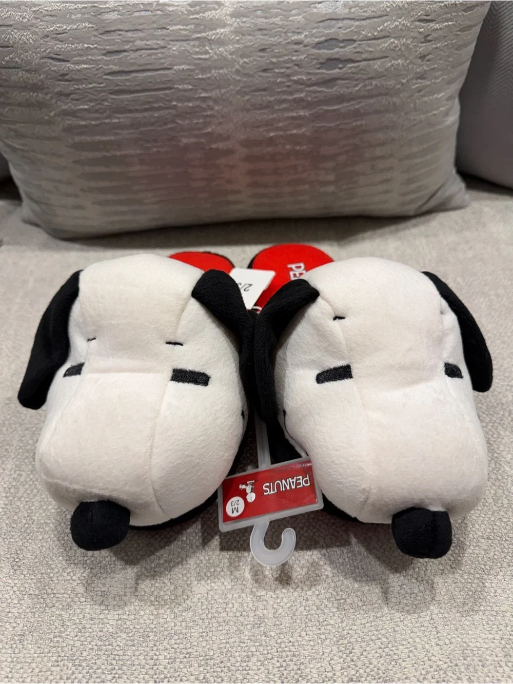 Peanuts Snoopy Plush Kids Slippers - White, Black & Red